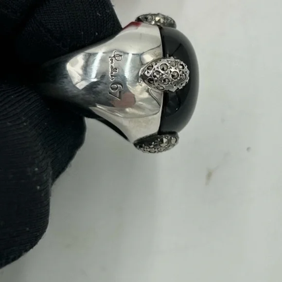 Pomellato 67 smoky quartz/marcasite sterling silver Griffes ring size 6, Italy